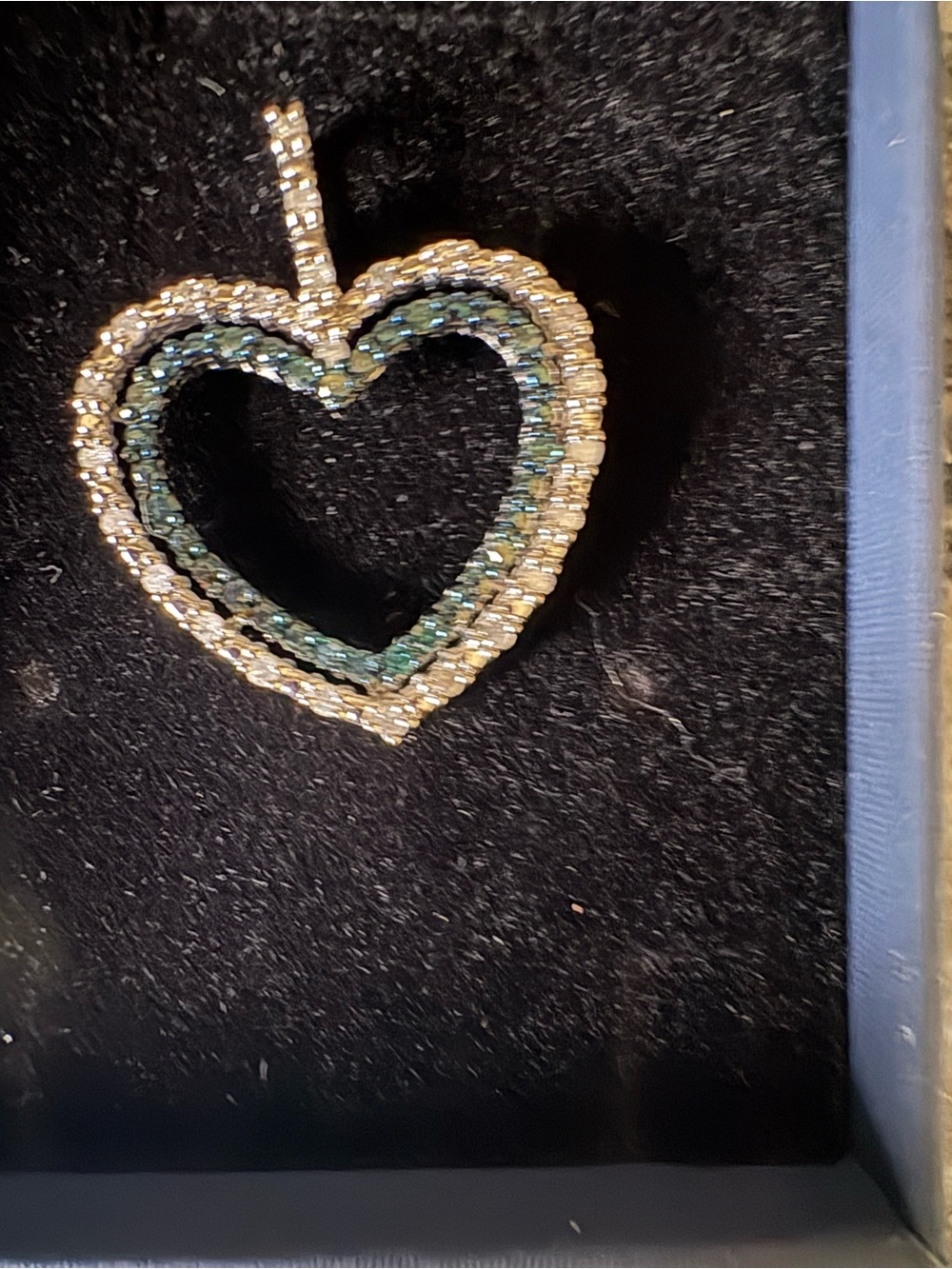 Natural Blue & White Diamond Heart Pendant